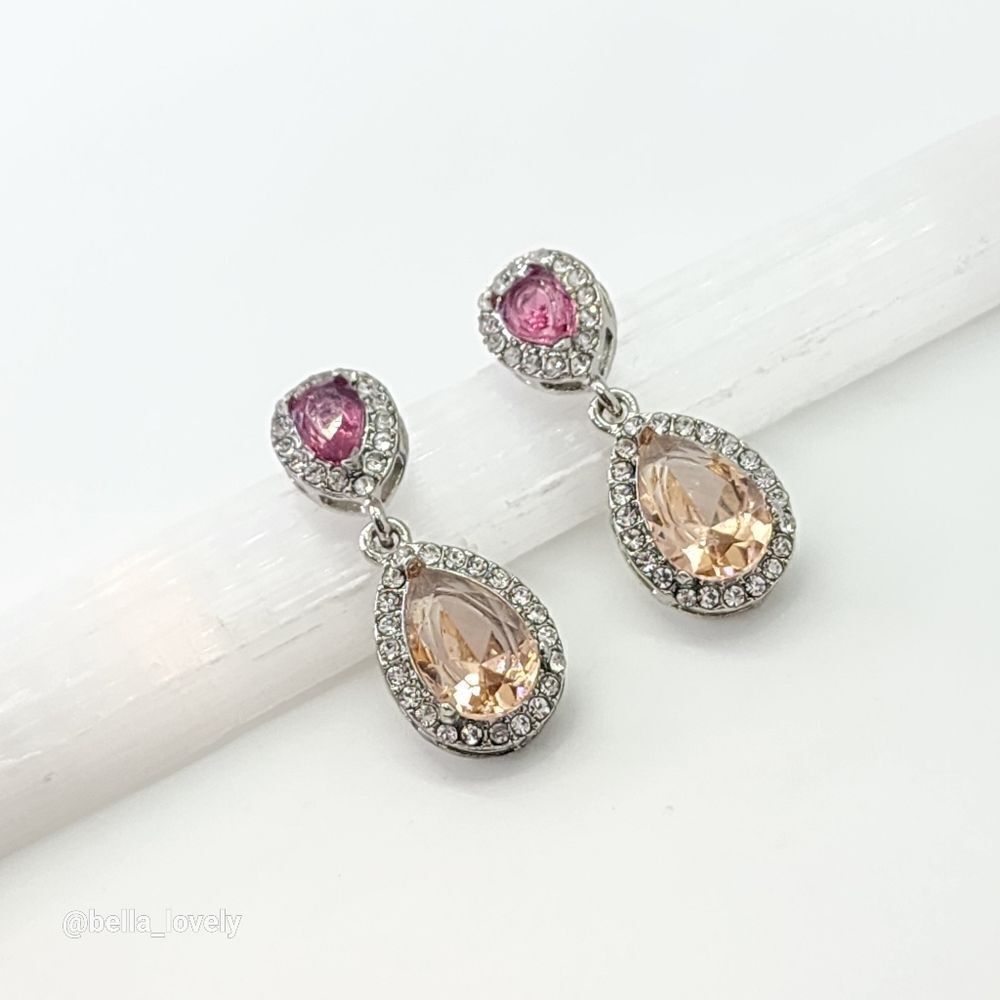 Morganite Ruby Drop Dangle Stud Earrings Jewelry Gift